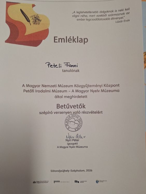 Betűvetők pályázat (2026 március)